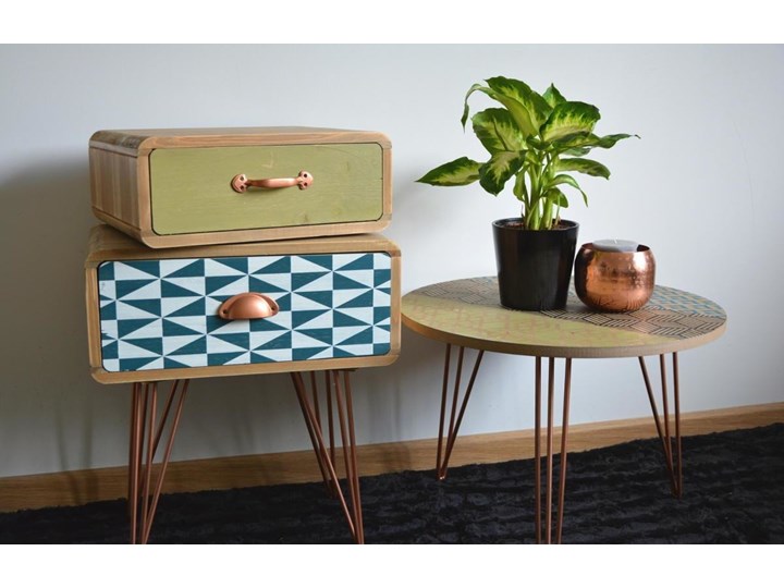Portofino 043B Stolik vintage Metal Drewno Wysokość 37 cm Kolor Wielokolorowy
