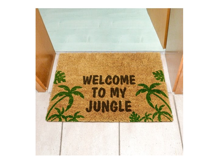 Wycieraczka z napisem Welcome to MY Jungle Włókno kokosowe Kolor Zielony