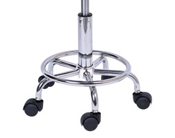 Taboret fryzjerski Calla- czarny Hoker z oparciem Skóra Metal Skóra naturalna Hoker regulowany Skóra Metal Metal Hoker obrotowy Styl Nowoczesny