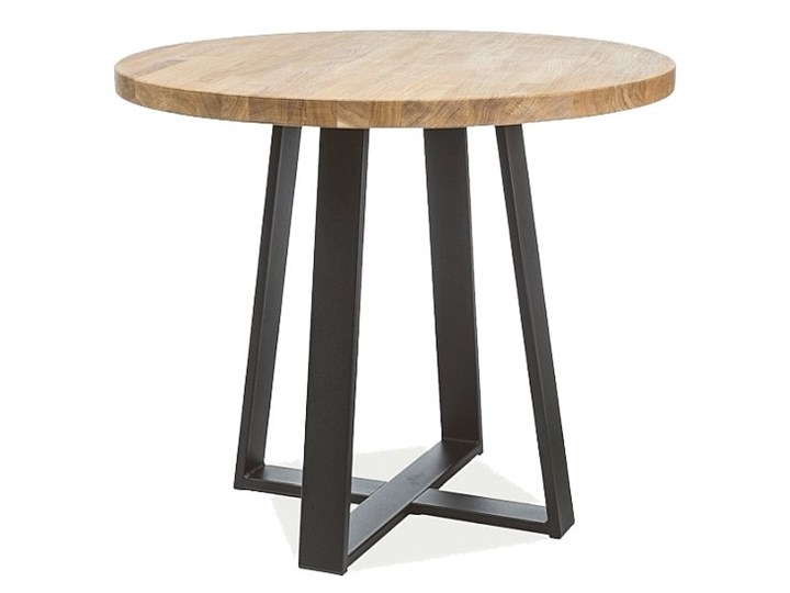 SELSEY Stół Dalvik średnica 80 cm z litego drewna Rozkładanie Wysokość 78 cm Metal Drewno Kolor Brązowy