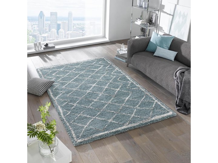 Niebieski dywan Mint Rugs Loft, 80x150 cm Prostokątny Dywany Juta Wzór Abstrakcyjny Syntetyk Kategoria Dywany