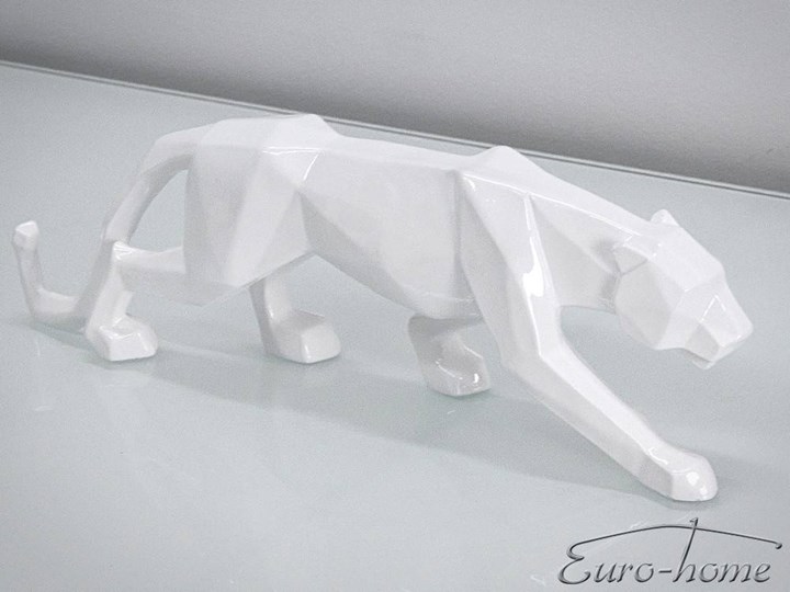 FIGURA A109 PUMA 44x24x9cm BIAŁA Metal Żywica Kolor Biały Zwierzęta Drewno Kategoria Figury i rzeźby