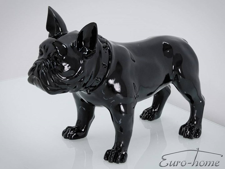 FIGURA A216 PIES BULDOG 64x54x29cm CZARNY Drewno Zwierzęta Żywica Kategoria Figury i rzeźby