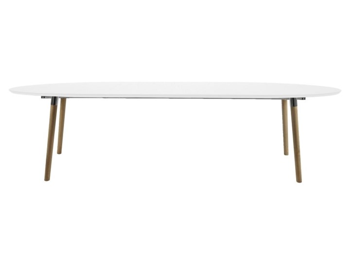 Rozkładany stół z owalnym blatem w stylu skandynawskim Belina white
