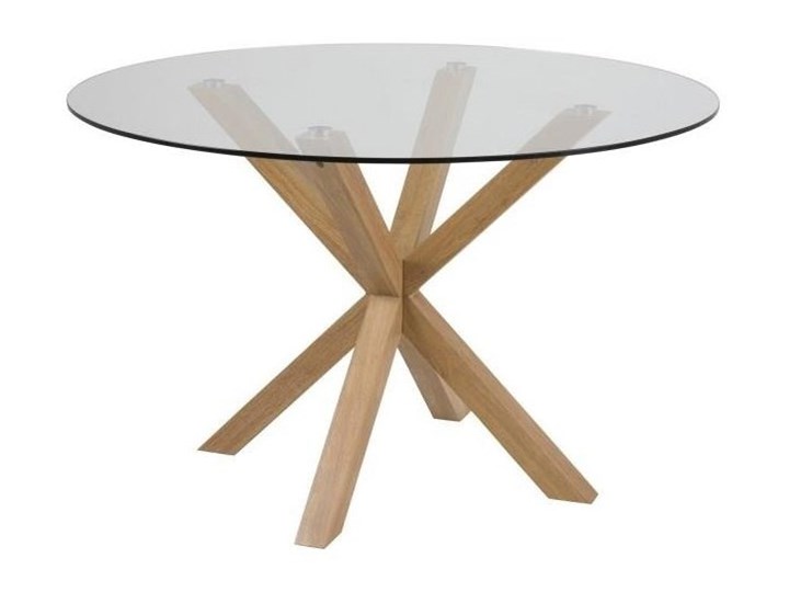 Okrągły stół do jadalni ze szklanym blatem Heaven Wysokość 76 cm Drewno Metal Szkło Kolor Przezroczysty