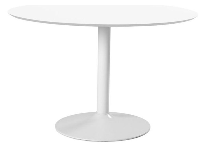Biały stół obiadowy na jednej nodze Ibiza Metal Płyta MDF Wysokość 74 cm Rozkładanie