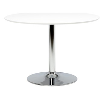 Okrągły stół z białym blatem na chromowanej nodze Ibiza