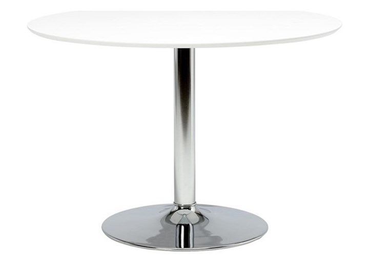 Okrągły stół z białym blatem na chromowanej nodze Ibiza Wysokość 74 cm Liczba miejsc Do 4 osób Metal Płyta MDF Styl Minimalistyczny