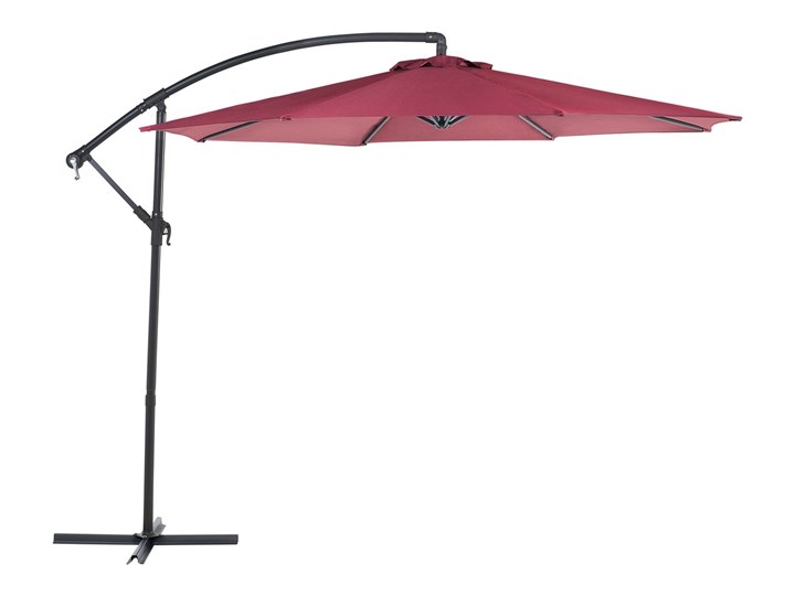 Parasol ogrodowy burgundowy na wysięgniku Ø300 cm podwieszany ciemnoszara stalowa rama Parasole Kategoria Parasole ogrodowe Kolor Czerwony