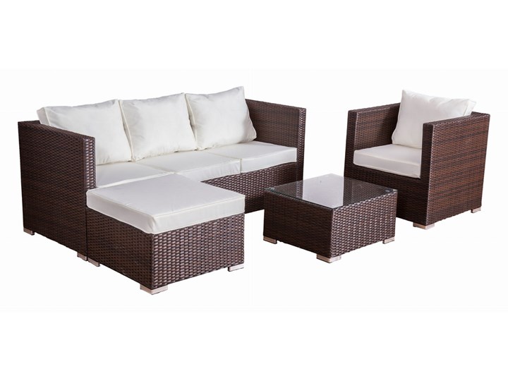 Meble ogrodowe AMARO z brązowego technorattanu Zawartość zestawu Sofa Zestawy wypoczynkowe Tworzywo sztuczne Stal Liczba miejsc Pięcioosobowy