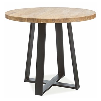 Stół z litego drewna dębowego na metalowej podstawie Vasco 80