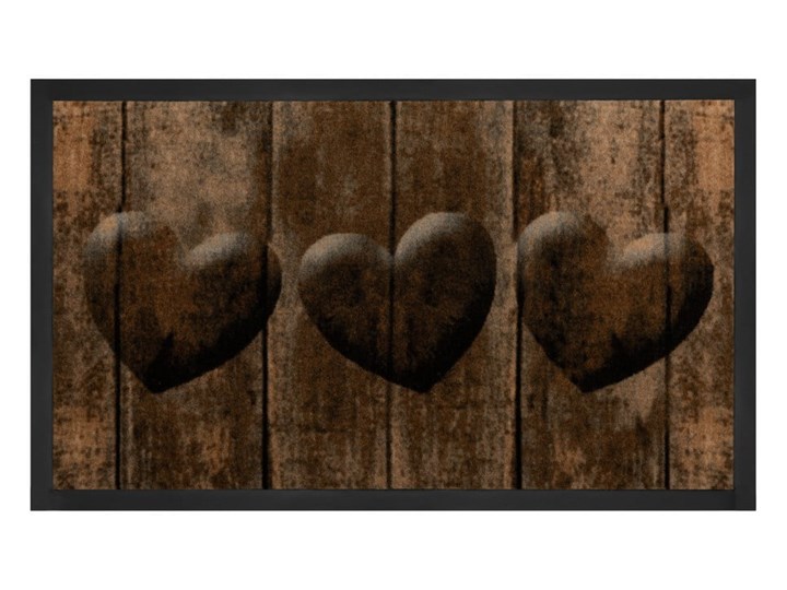Brązowa wycieraczka Bougari Hearts, 45x75 cm