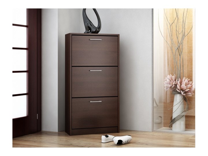 Gustowna szafka na buty INGRID - wenge Tworzywo sztuczne Płyta MDF Płyta meblowa Płyta laminowana Styl Minimalistyczny