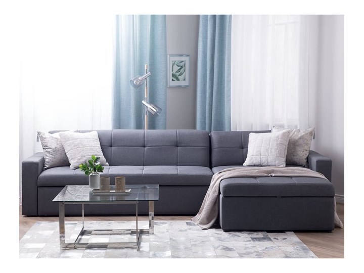 Beliani Sofa lewostronna ciemnoszara rozkładana LAURILA