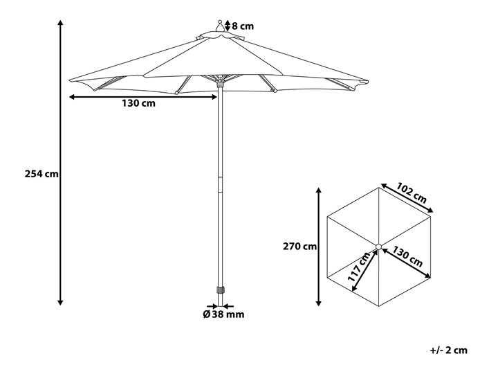 Parasol ogrodowy zielony składany duży 270 x 254 cm Parasole Kategoria Parasole ogrodowe
