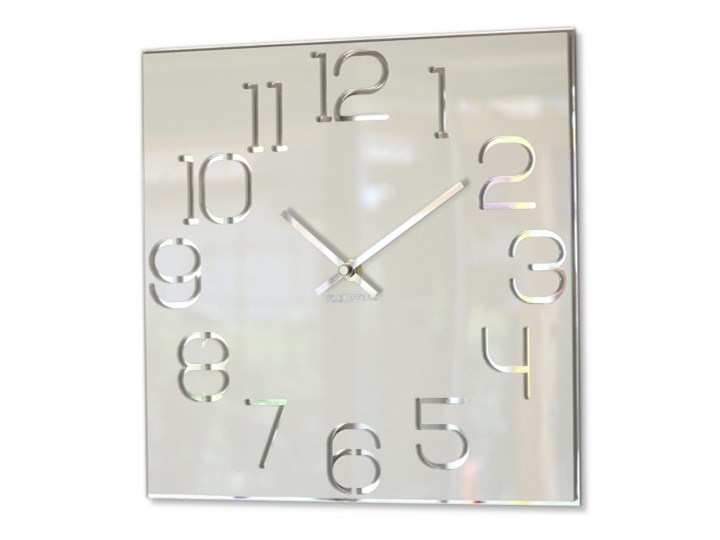 Kwadratowy zegar ścienny biały DIGIT 30cm Metal Styl Nowoczesny Szkło Pomieszczenie Salon