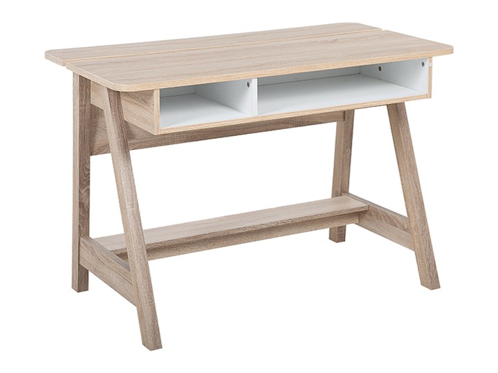 Biurko jasne drewno 110 x 60 x 75 cm styl skandynawski Biurko konsola Szerokość 110 cm Głębokość 60 cm Płyta MDF Kolor Beżowy