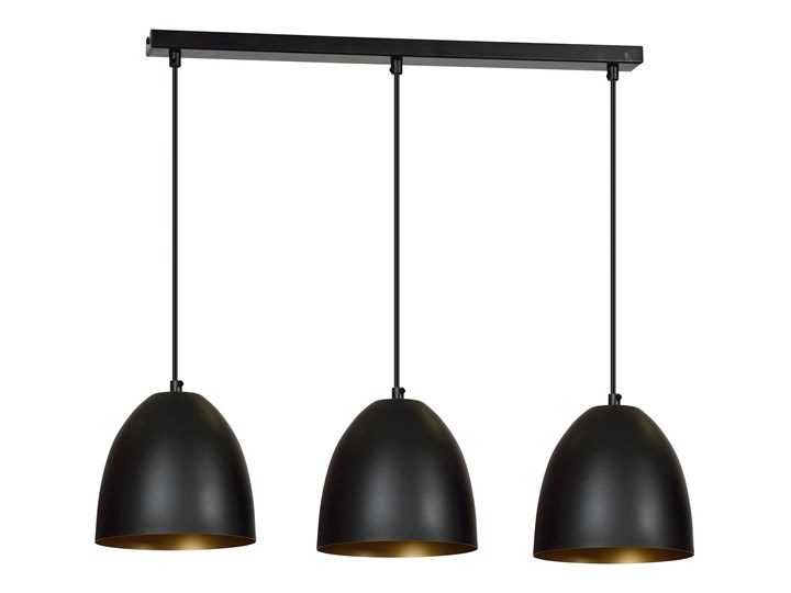LENOX 3 BLACK-GOLD 410/3 nowoczesna lampa wisząca Czarno / Złota Lampa z kloszem Styl Nowoczesny Tkanina Metal Pomieszczenie Jadalnia