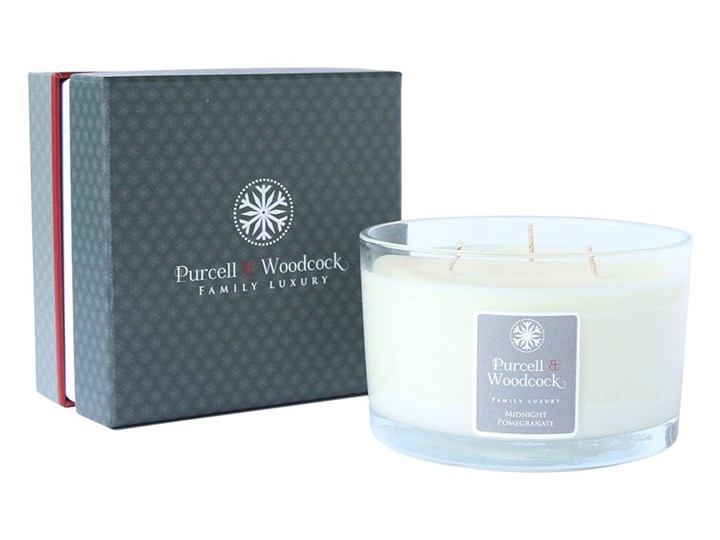 Świeca zapachowa Midnight Pomegranate, 3-knoty - Purcell & Woodcock - DECOSALON - 100% zadowolonych klientów!