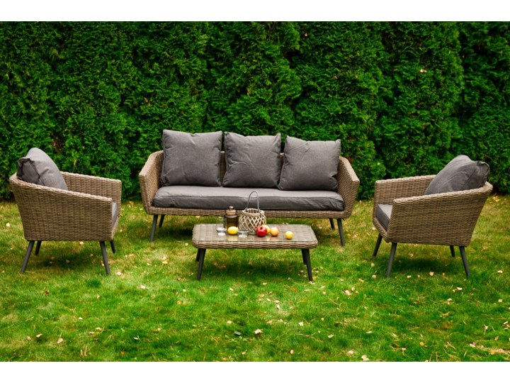 Nowoczesne meble z technorattanu ANTICO sofa 3 osobowa Zestawy wypoczynkowe Aluminium Tworzywo sztuczne Zawartość zestawu Fotele