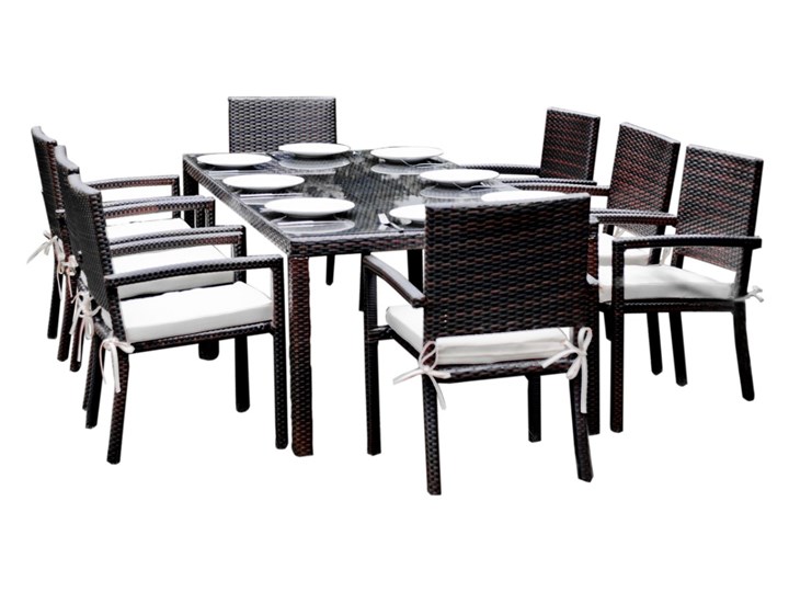 Duży zestaw stołowy OMBROSO GRANDE dla 8 osób Aluminium Tworzywo sztuczne Stoły z krzesłami Rattan Technorattan Kategoria Zestawy mebli ogrodowych