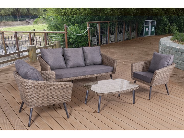 Nowoczesne meble z technorattanu ANTICO sofa 3 osobowa Tworzywo sztuczne Aluminium Zestawy wypoczynkowe Zawartość zestawu Fotele