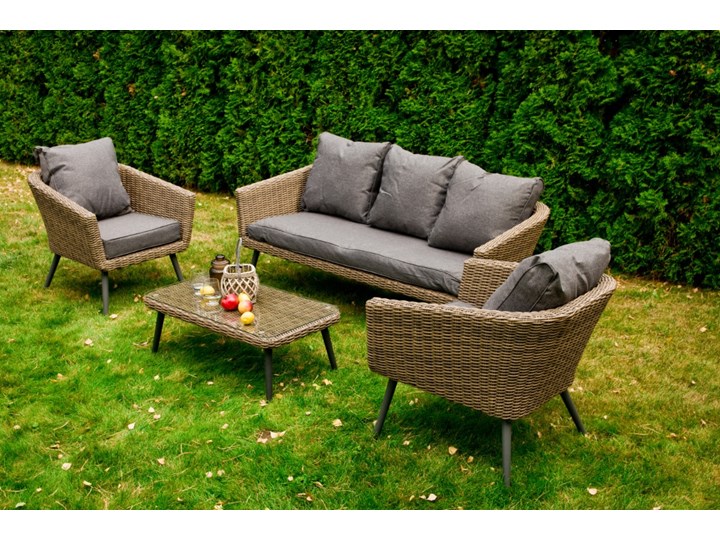Nowoczesne meble z technorattanu ANTICO sofa 3 osobowa Tworzywo sztuczne Zestawy wypoczynkowe Aluminium Kategoria Zestawy mebli ogrodowych