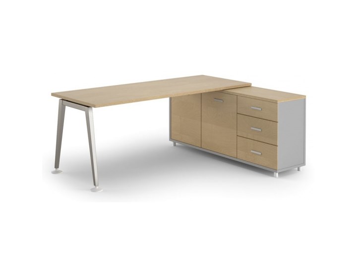 Stół Alfa z szafką 1800 x 800 mm prawy, brzoza