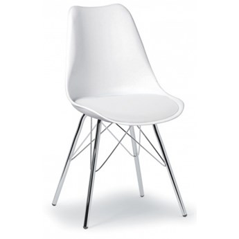 Krzesło konferencyjne/kuchenne ze skórzanym siedziskiem CHRISTINE, białe