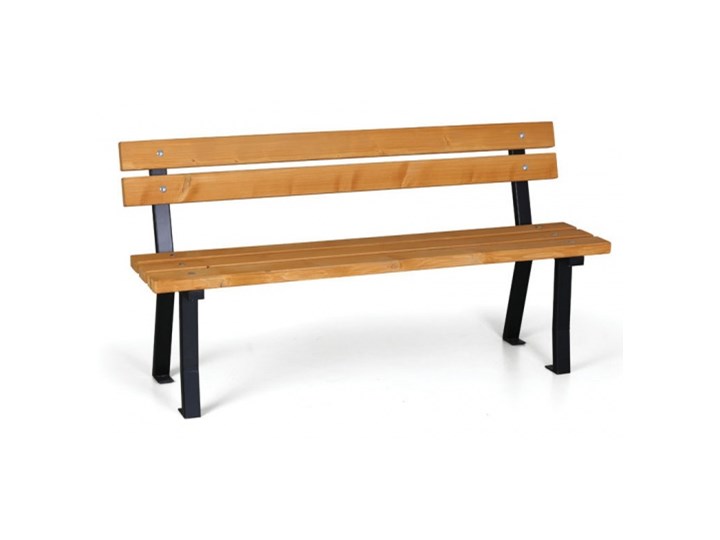 Ławka parkowa Woody Z oparciem Długość 150 cm Drewno Stal Kolor Brązowy Kategoria Ławki ogrodowe
