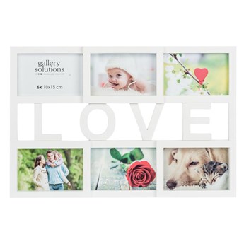 Multiramka Love na 6 zdjęć 49 x 33.5 cm biała