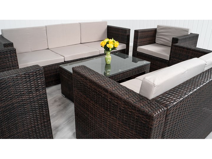 MEBLE OGRODOWE RATTAN FC-1026 BRĄZ Stal Zestawy kawowe Zestawy wypoczynkowe Technorattan Zawartość zestawu Sofa