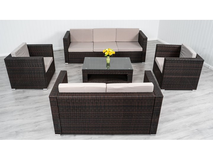 MEBLE OGRODOWE RATTAN FC-1026 BRĄZ Zestawy kawowe Zestawy wypoczynkowe Technorattan Stal Zawartość zestawu Sofa