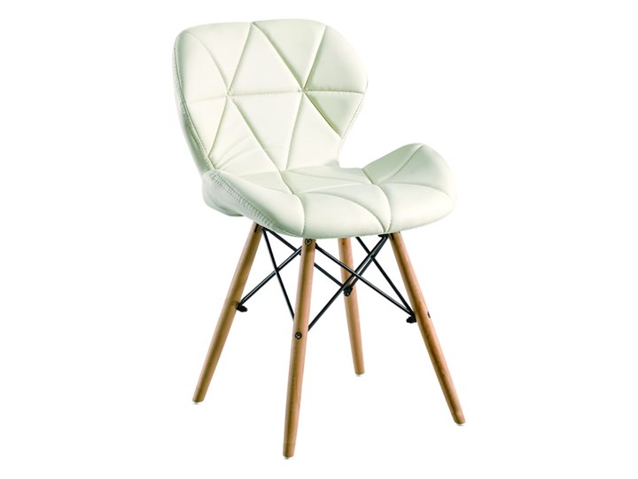 Krzesło Eliot Dsw Paris bukowe nogi białe Tworzywo sztuczne Drewno Metal Krzesło inspirowane Pomieszczenie Jadalnia Skóra ekologiczna Pomieszczenie Salon