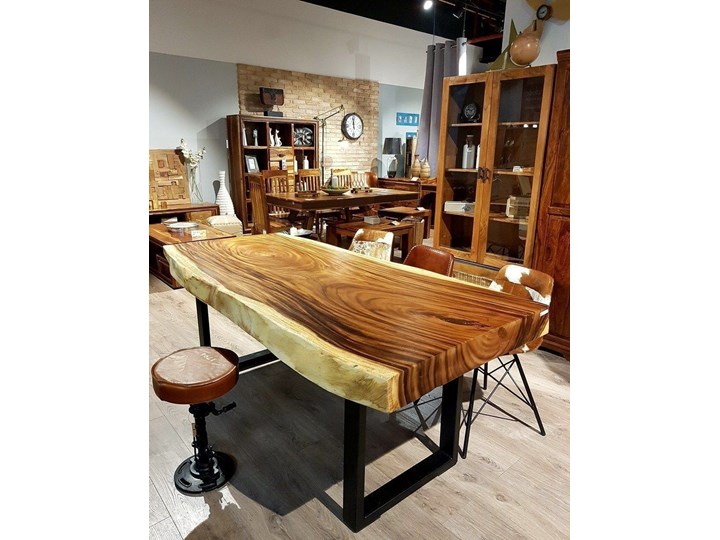250cm OKAZAŁY stół drewniany jadalniany SUAR WOOD 250/~85-115. Waga ok. 200kg! Stal Drewno Kolor Brązowy Długość 110 cm Długość 250 cm Rozkładanie