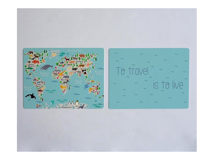 Zestaw 2 mat stołowych Little Nice Things World Podkładka pod talerz Kategoria Podkładki kuchenne Kolor Turkusowy