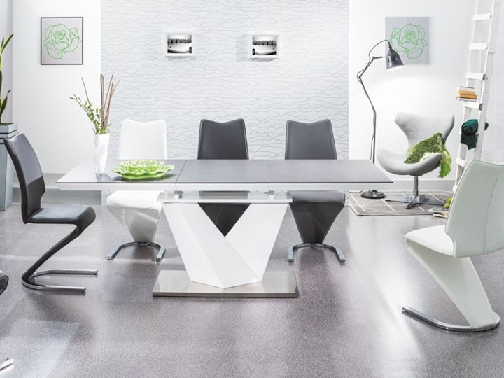Rozkładany stół ze szklaną nakładką Alaras II efekt kamienia 120x80 cm Stal Płyta MDF Szkło Długość 120 cm Kategoria Stoły kuchenne