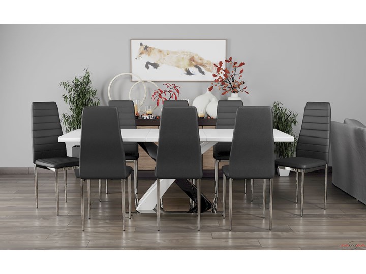 Stół "X" rozkładany 140/180 wysoki połysk Stal Wysokość 75 cm Płyta MDF Pomieszczenie Stoły do salonu
