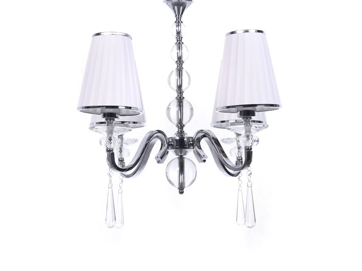 KLASYCZNY ŻYRANDOL KRYSZTAŁOWY BIAŁY FEDERRICA W4 Metal Tkanina Pomieszczenie Jadalnia Chrom Pomieszczenie Salon