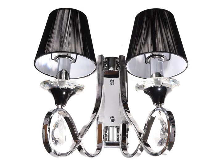 LAMPA ŚCIENNA KINKIET KRYSZTAŁOWY CZARNY NEGRIO W2 Styl Glamour Kinkiet z abażurem Metal Kinkiet dekoracyjny Tkanina Kinkiet z kloszem Kategoria Lampy ścienne
