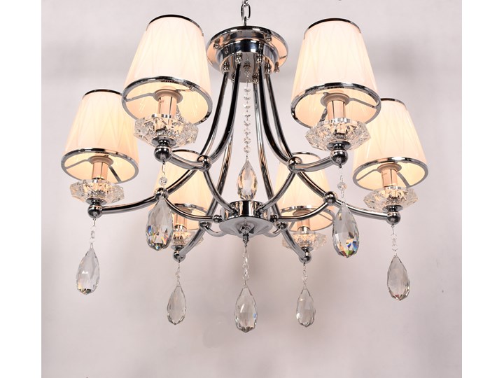 KLASYCZNY ŻYRANDOL KRYSZTAŁOWY CHROMOWANY DOMINNI W6 Metal Kategoria Lampy wiszące Tworzywo sztuczne Ilość źródeł światła 6 źródeł