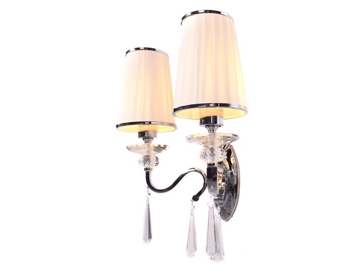 LAMPA ŚCIENNA KINKIET KRYSZTAŁOWY BIAŁY FEDERRICA W2 Kinkiet z kloszem Kinkiet z abażurem Tkanina Kinkiet dekoracyjny Metal Styl Glamour