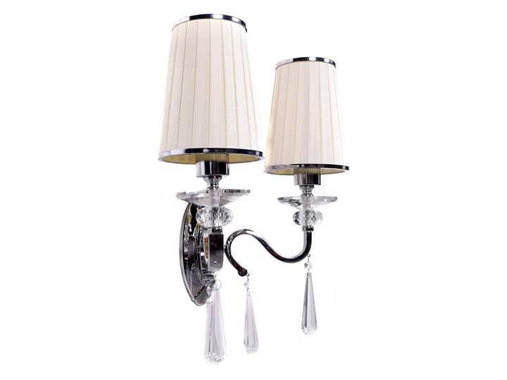 LAMPA ŚCIENNA KINKIET KRYSZTAŁOWY BIAŁY FEDERRICA W2 Metal Kinkiet dekoracyjny Kinkiet z kloszem Tkanina Kategoria Lampy ścienne Kinkiet z abażurem Styl Glamour
