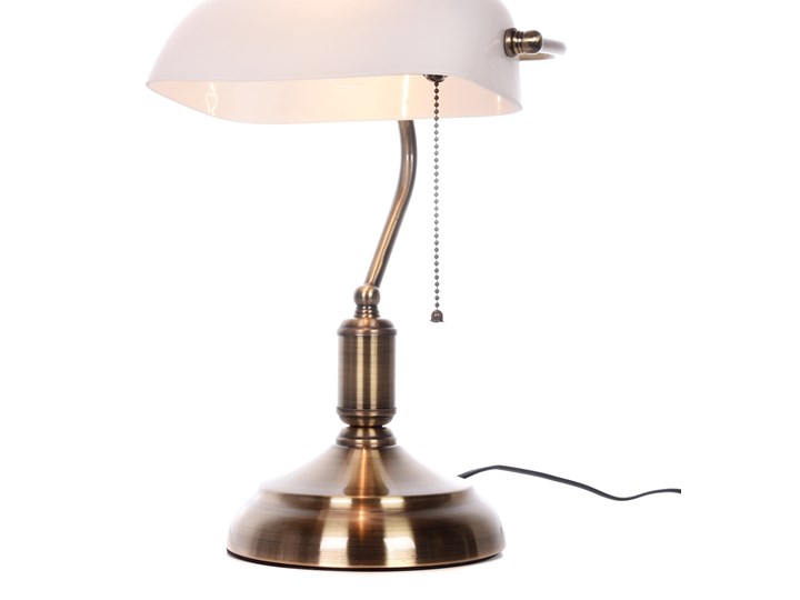 KLASYCZNA LAMPA BANKIERSKA BIURKOWA BIAŁA BANKER CLASSIC