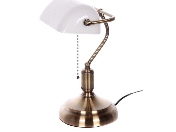KLASYCZNA LAMPA BANKIERSKA BIURKOWA BIAŁA BANKER CLASSIC