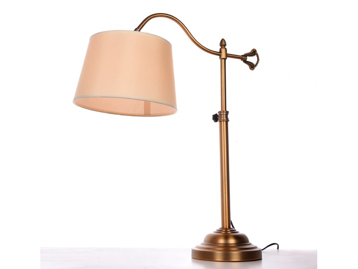 LAMPA BIURKOWA MOSIĘŻNA SARINI Wysokość 65 cm Lampa gabinetowa Mosiądz Tkanina Metal Lampa z kloszem Lampa z abażurem Styl Tradycyjny Pomieszczenie Salon