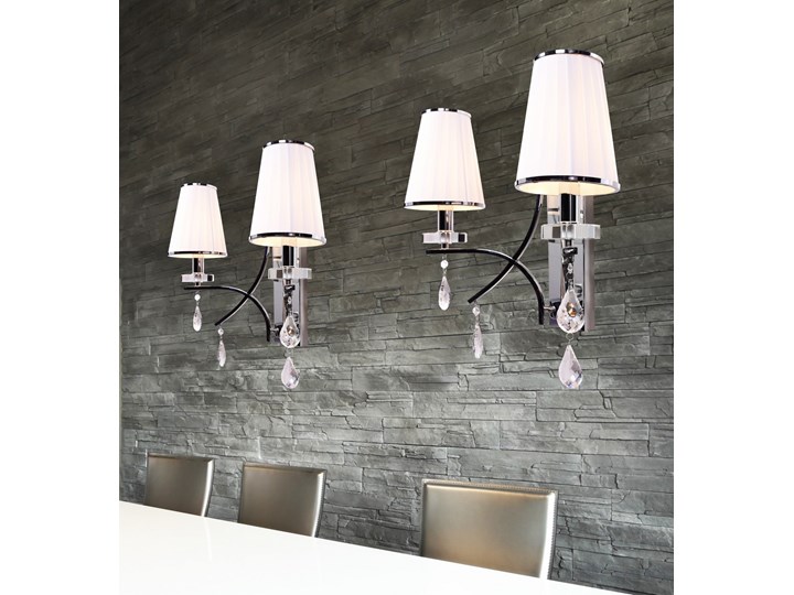 LAMPA ŚCIENNA KINKIET NOWOCZESNY BIAŁY GLAMOUR W2 Kinkiet dekoracyjny Metal Kinkiet z kloszem Kinkiet z abażurem Szkło Kategoria Lampy ścienne Tkanina Kolor Szary