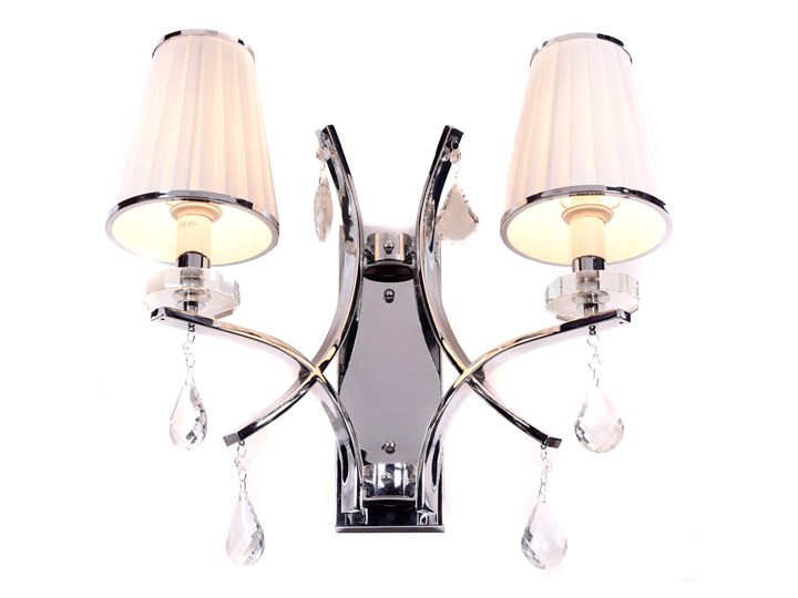 LAMPA ŚCIENNA KINKIET NOWOCZESNY BIAŁY GLAMOUR W2 Tkanina Kinkiet dekoracyjny Szkło Metal Kinkiet z abażurem Kategoria Lampy ścienne Kinkiet z kloszem Kolor Szary