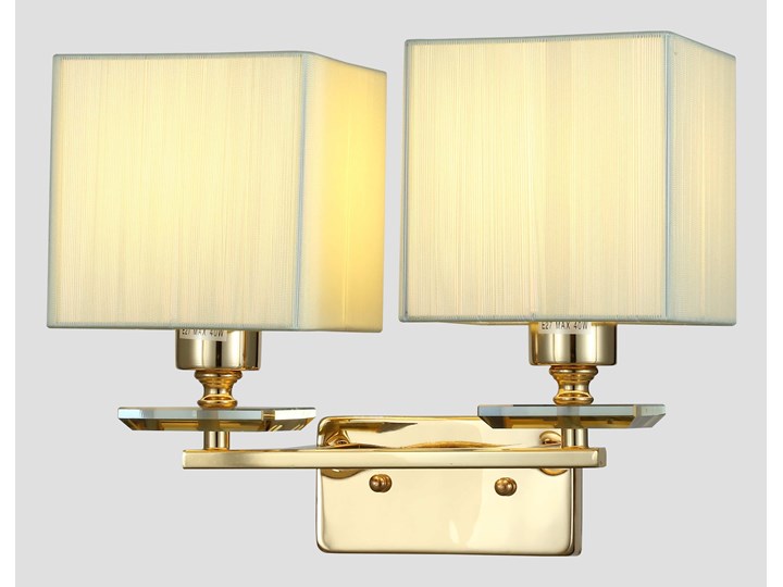 LAMPA ŚCIENNA KINKIET ZŁOTY LINIANO W2 Kinkiet dekoracyjny Metal Kategoria Lampy ścienne Kryształ Kinkiet z abażurem Tkanina Kinkiet z kloszem Styl Tradycyjny