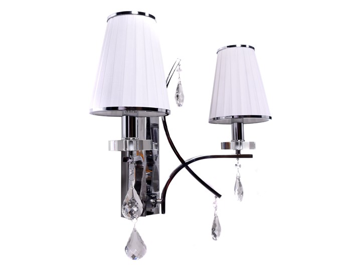 LAMPA ŚCIENNA KINKIET NOWOCZESNY BIAŁY GLAMOUR W2 Kinkiet dekoracyjny Kategoria Lampy ścienne Kinkiet z abażurem Kinkiet z kloszem Tkanina Metal Szkło Kolor Szary
